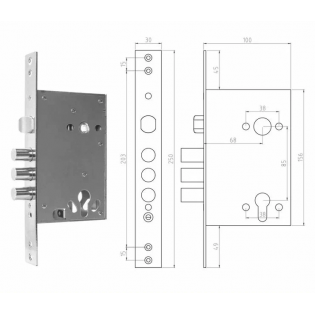 Врезной замок 65/85L (250x30)
