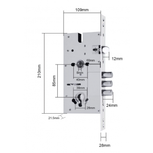 Врезной замок 60/85L для железных дверей (300x28)